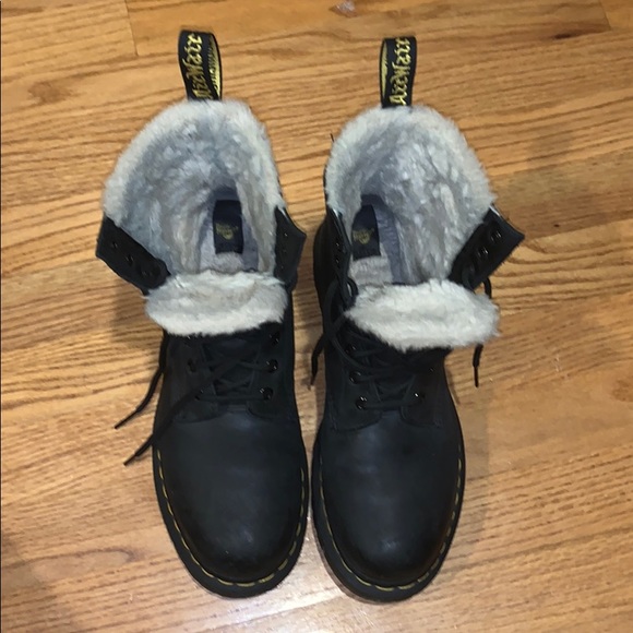 fur lined lace up boots